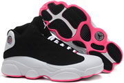 Women Jordan 13 Black/White/Pink